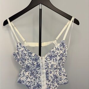 Garage Blue Floral Crop Top